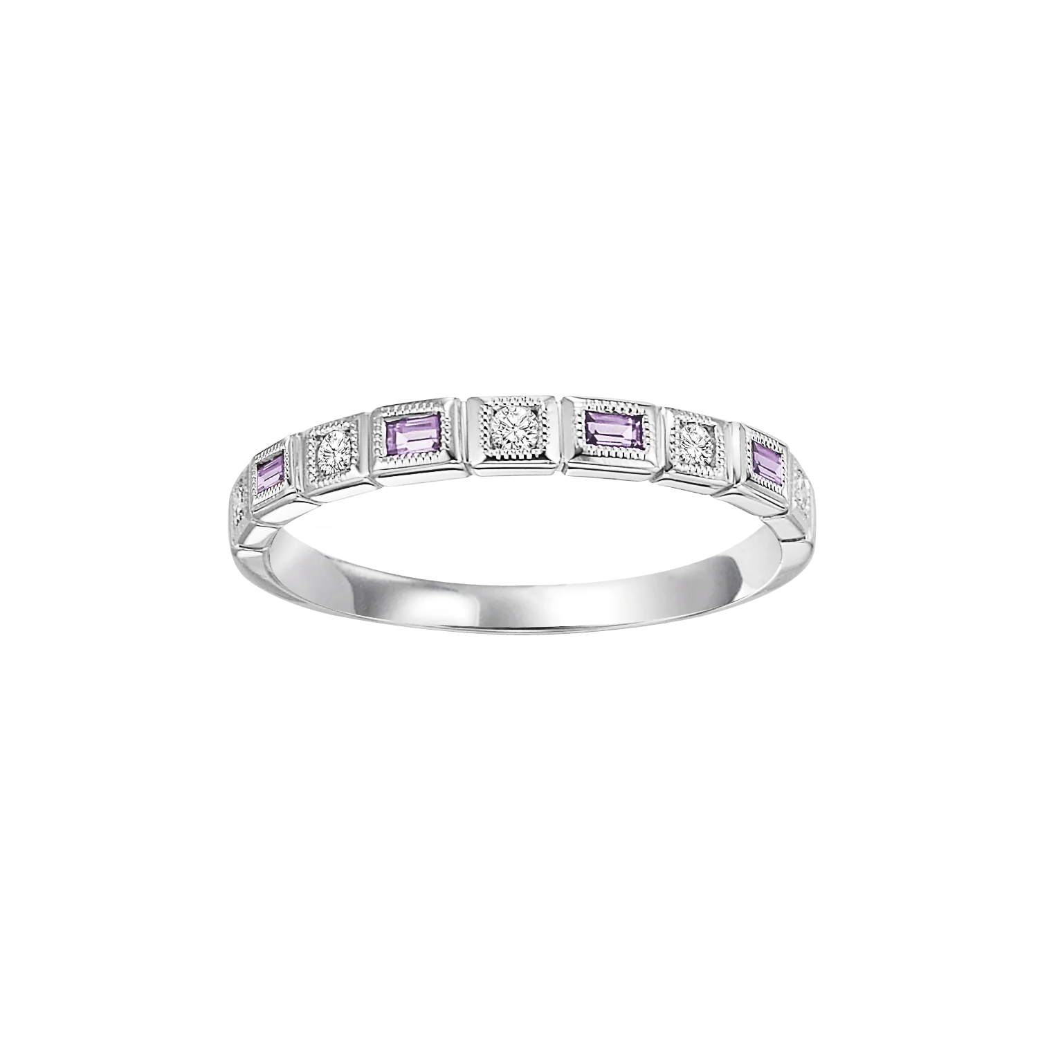 10K White Gold Mix Bezel Alexandrite Band 1/12CT