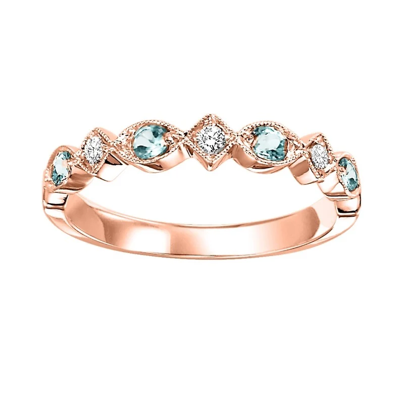 10K Rose Gold Mix Prong Aquamarine Band 1/20CT