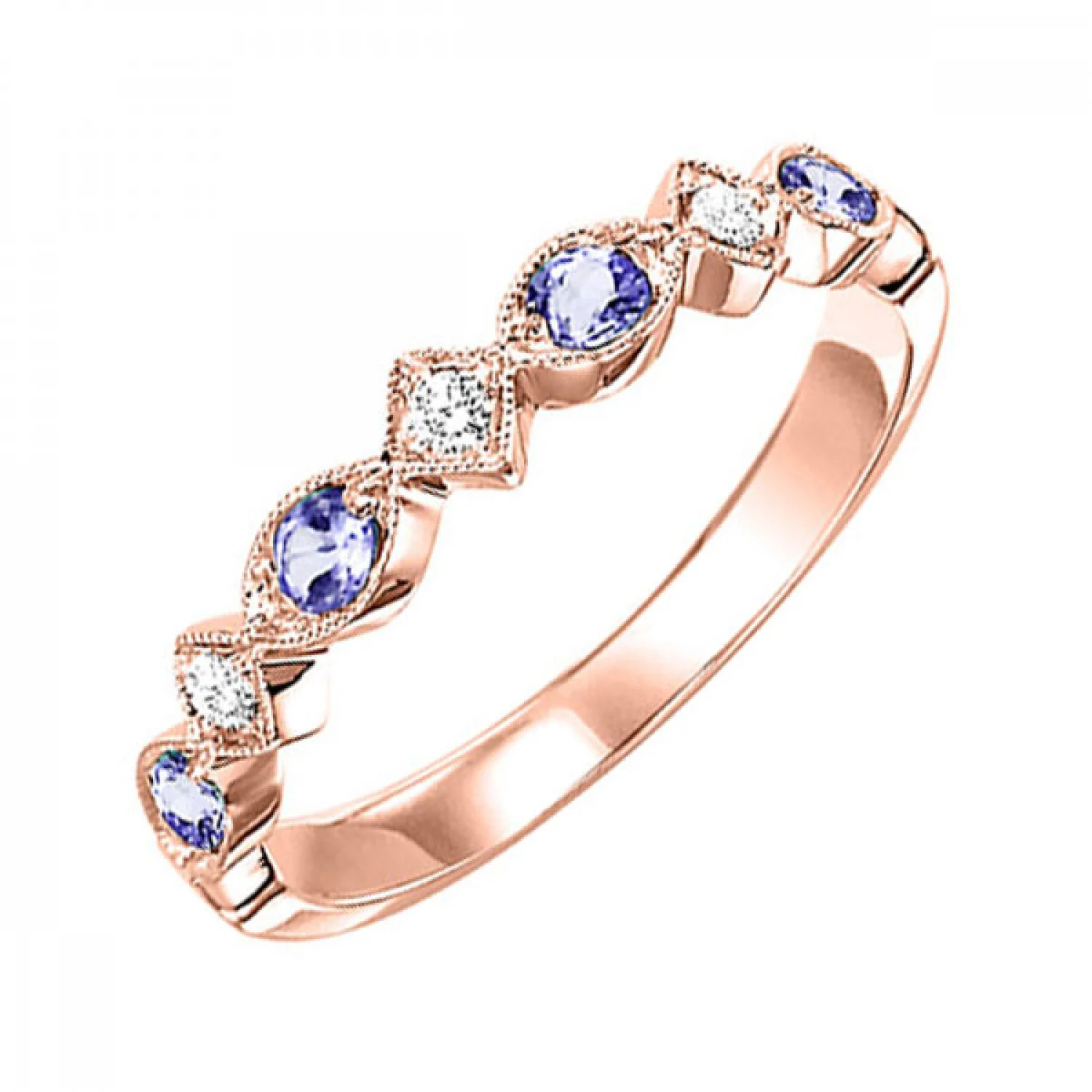 10K Gold Stackable Diamond & Alexandrite Band - Image 3