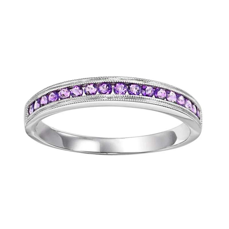 10K White Gold Mix Channel Alexandrite Band