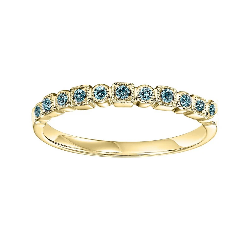 10K Yellow Gold Mix Prong Colored Diamond Band 1/10CT