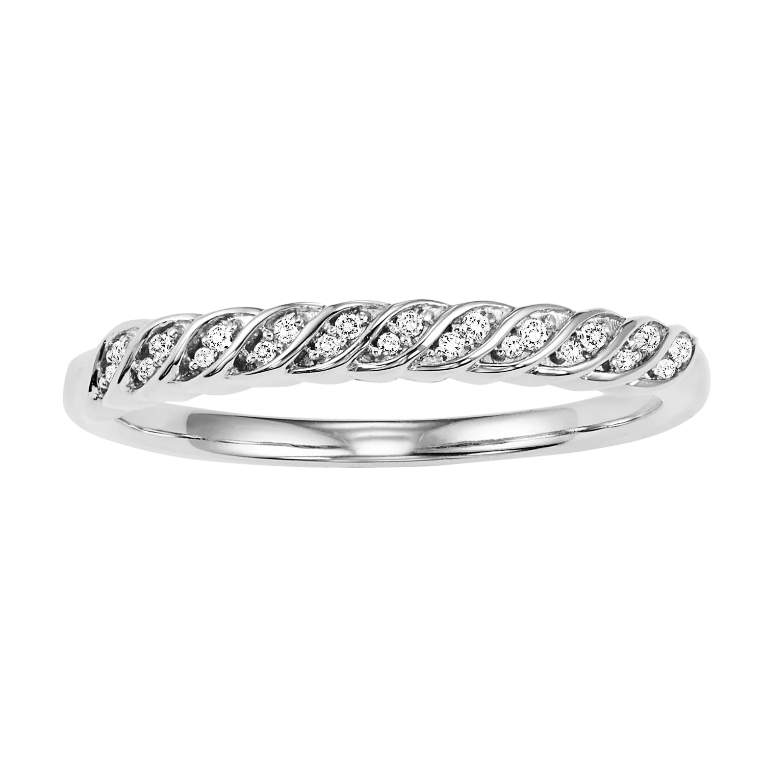 14K White Gold Mix Prong Diamond Band 1/20CT