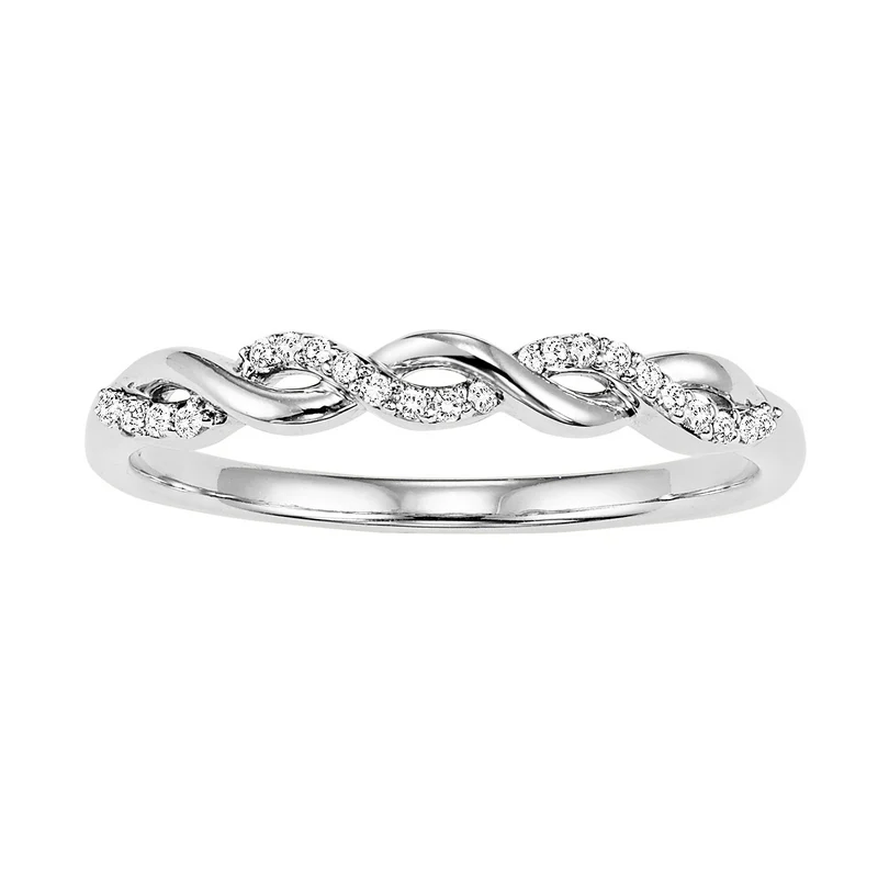 14K White Gold Mix Prong Diamond Band 1/20CT