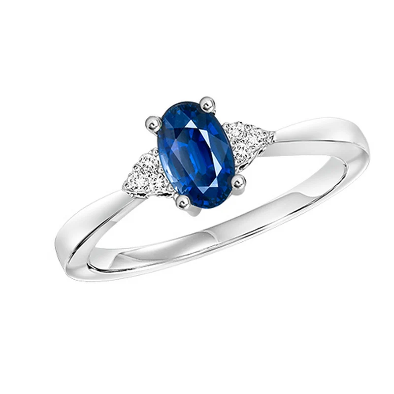 10K White Gold Sapphire Ring & Diamond Ring