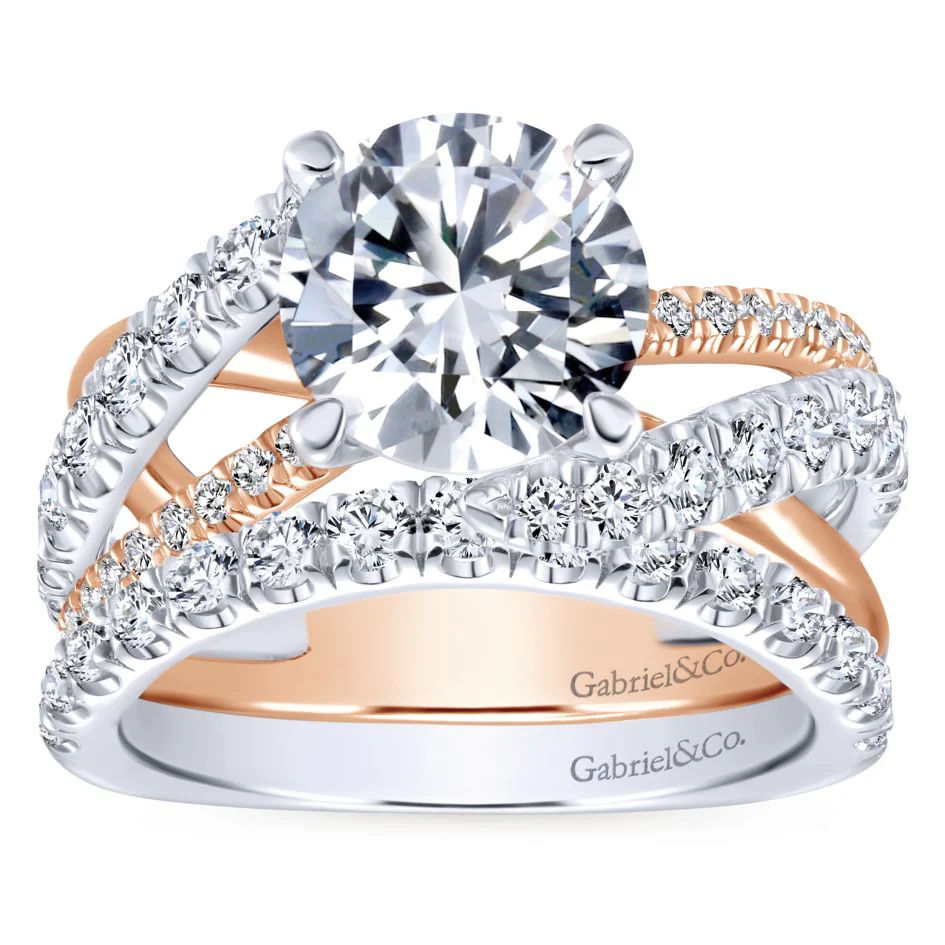Gabriel Bridal Collection White and Pink Gold Free Form Engagement Ring (0.79 ctw) - Image 4