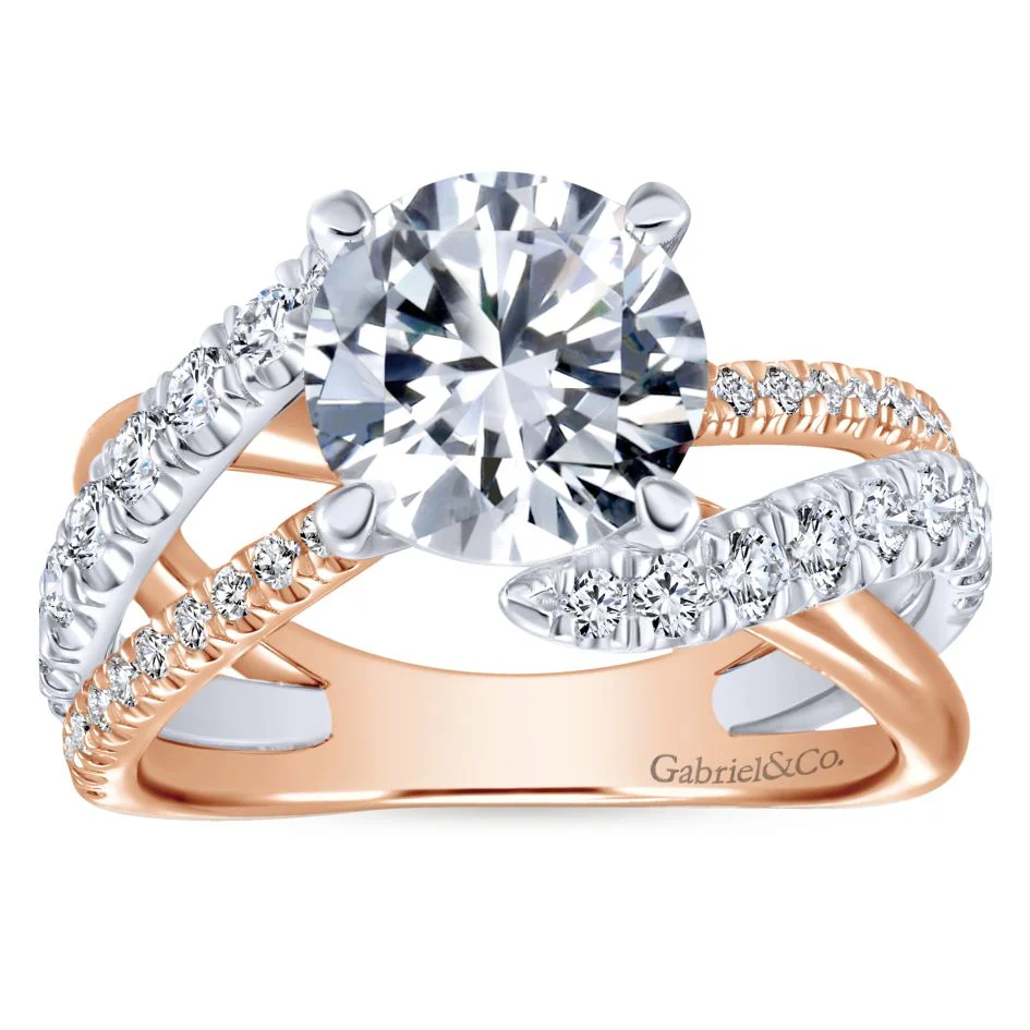 Gabriel Bridal Collection White and Pink Gold Free Form Engagement Ring (0.79 ctw) - Image 5
