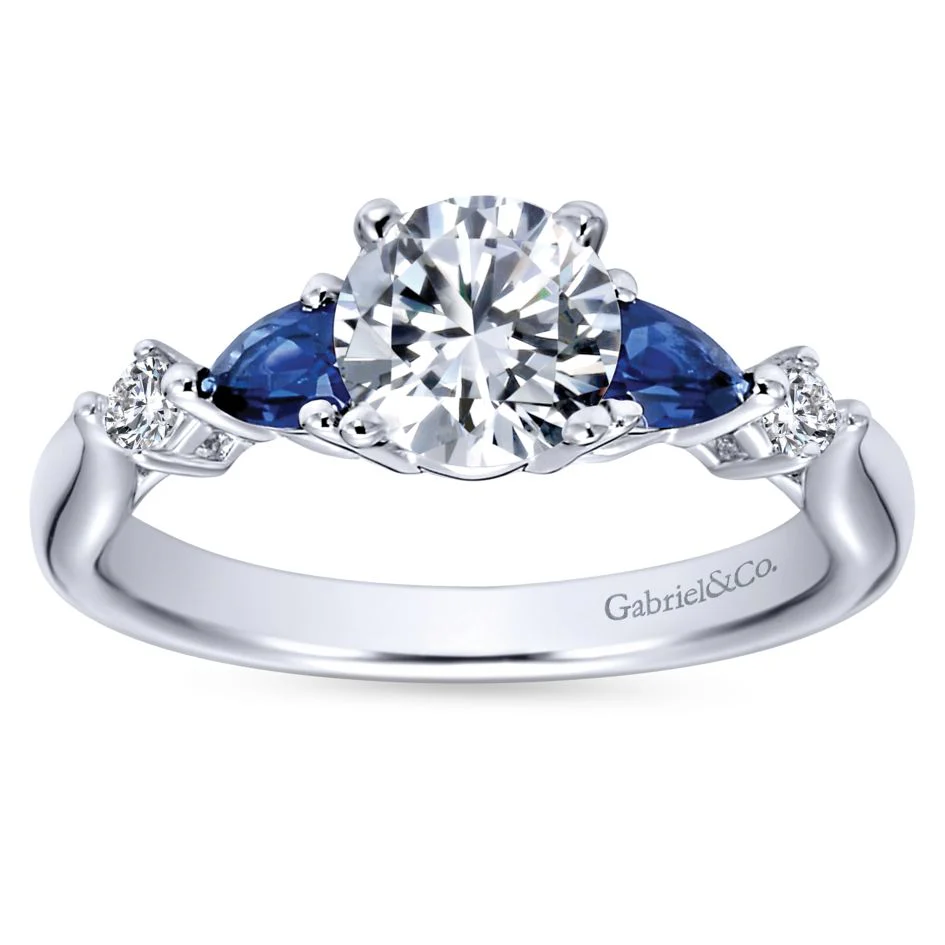 Gabriel Bridal Collection White Gold Diamond And Sapphire Twisted Shank Engagement Ring with Rounded Shank (0.1 ctw) - Image 5