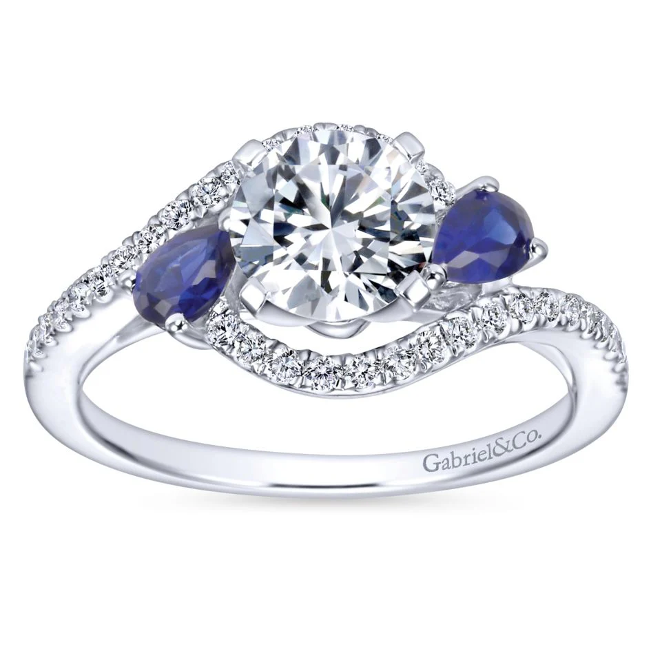 Gabriel Bridal Collection White Gold Diamond Diamond Accent And Sapphire Bypass Engagement Ring (0.2 ctw) - Image 5