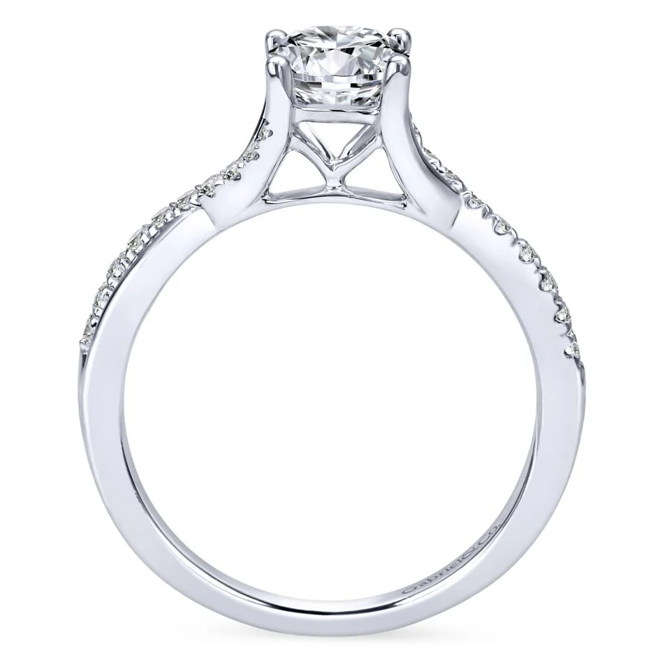 Gabriel Bridal Collection White Gold Diamond Diamond Accent Criss Cross Engagement Ring with Cathedral Setting (0.15 ctw) - Image 2