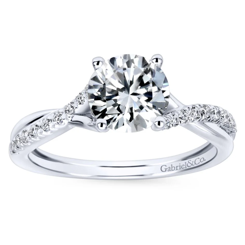 Gabriel Bridal Collection White Gold Diamond Diamond Accent Criss Cross Engagement Ring with Cathedral Setting (0.15 ctw) - Image 5