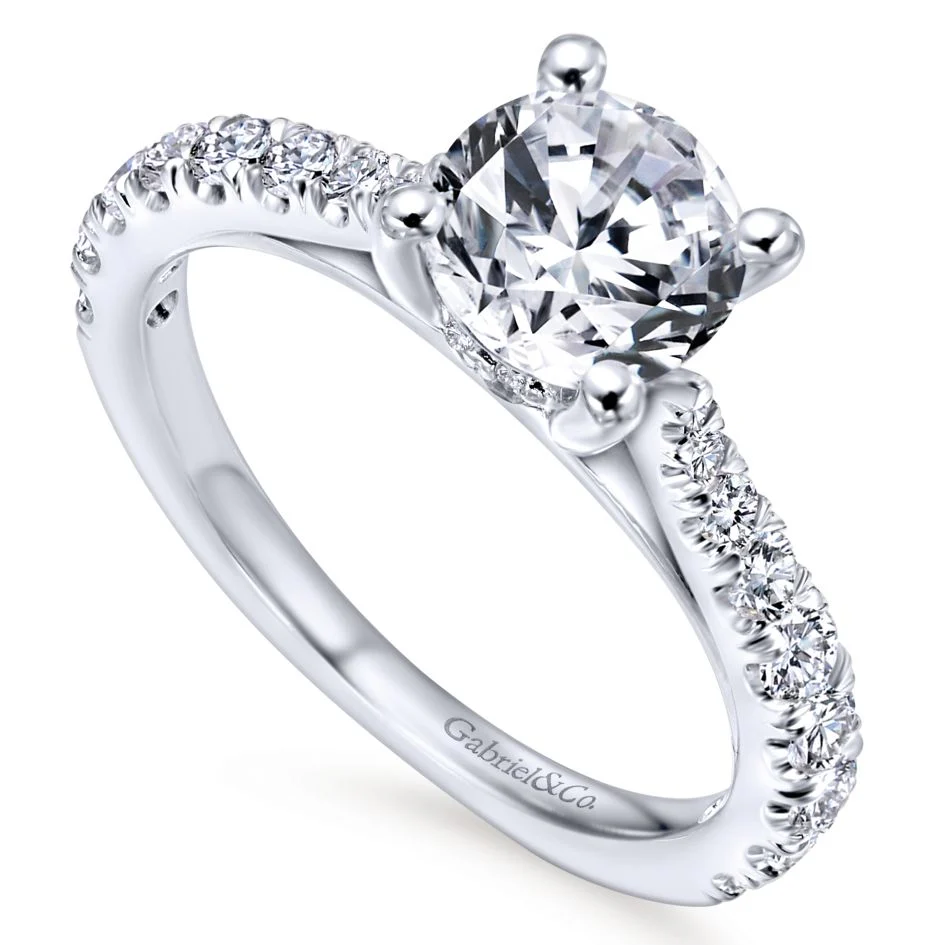 Gabriel Bridal Collection White Gold Diamond Diamond Accent Straight Engagement Ring with Four Prong Setting (0.56 ctw) - Image 3