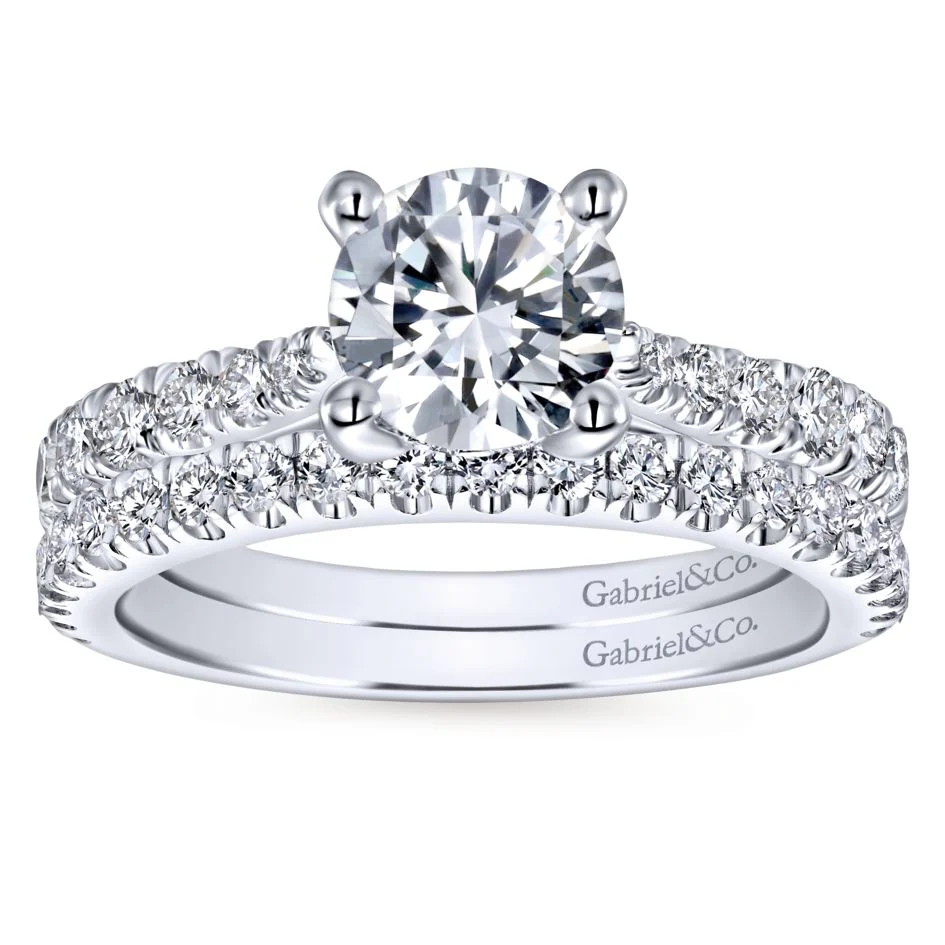 Gabriel Bridal Collection White Gold Diamond Diamond Accent Straight Engagement Ring with Four Prong Setting (0.56 ctw) - Image 4