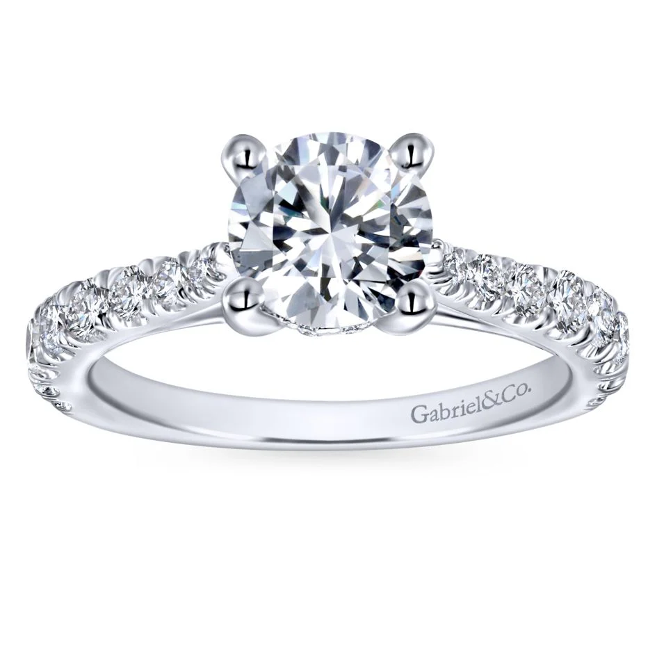 Gabriel Bridal Collection White Gold Diamond Diamond Accent Straight Engagement Ring with Four Prong Setting (0.56 ctw) - Image 5
