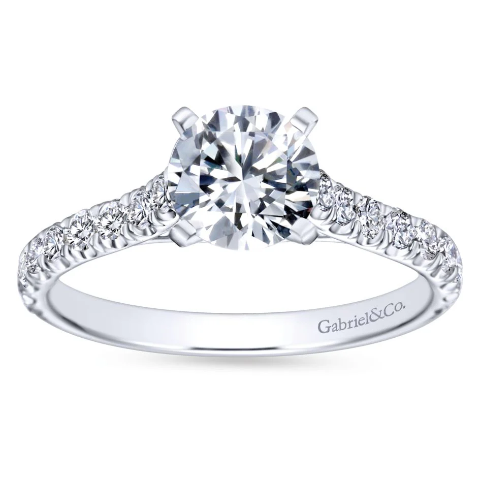 Gabriel Bridal Collection White Gold Diamond Straight Engagement Ring with Bold Diamond Accent Shank (0.54 ctw) - Image 5