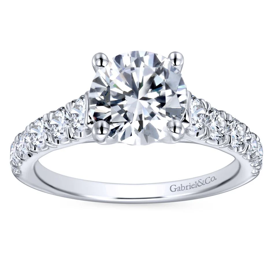 Gabriel Bridal Collection White Gold Diamond Straight Four Prong Setting Engagement Ring (0.81 ctw) - Image 5