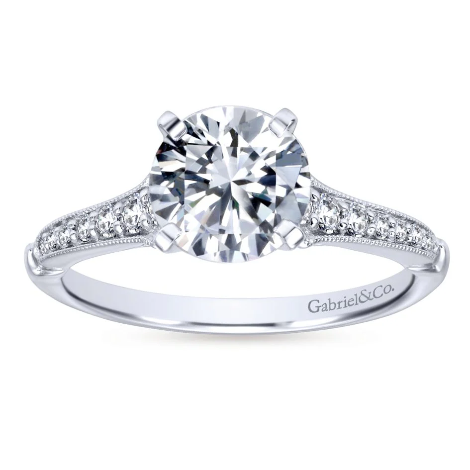 Gabriel Bridal Collection White Gold Diamond Straight Milgrain Channel Engagement Ring (0.2 ctw) - Image 5