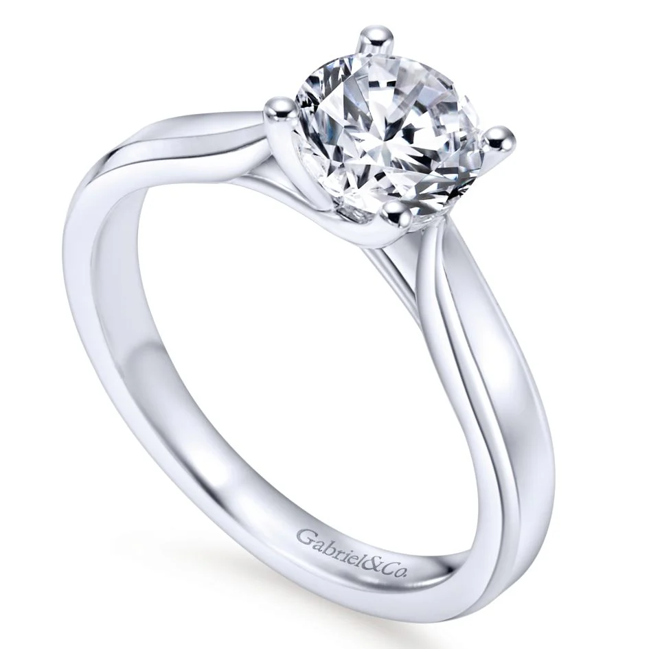 Gabriel Bridal Collection White Gold Round Solitaire Engagement Ring with Trellis Setting - Image 3