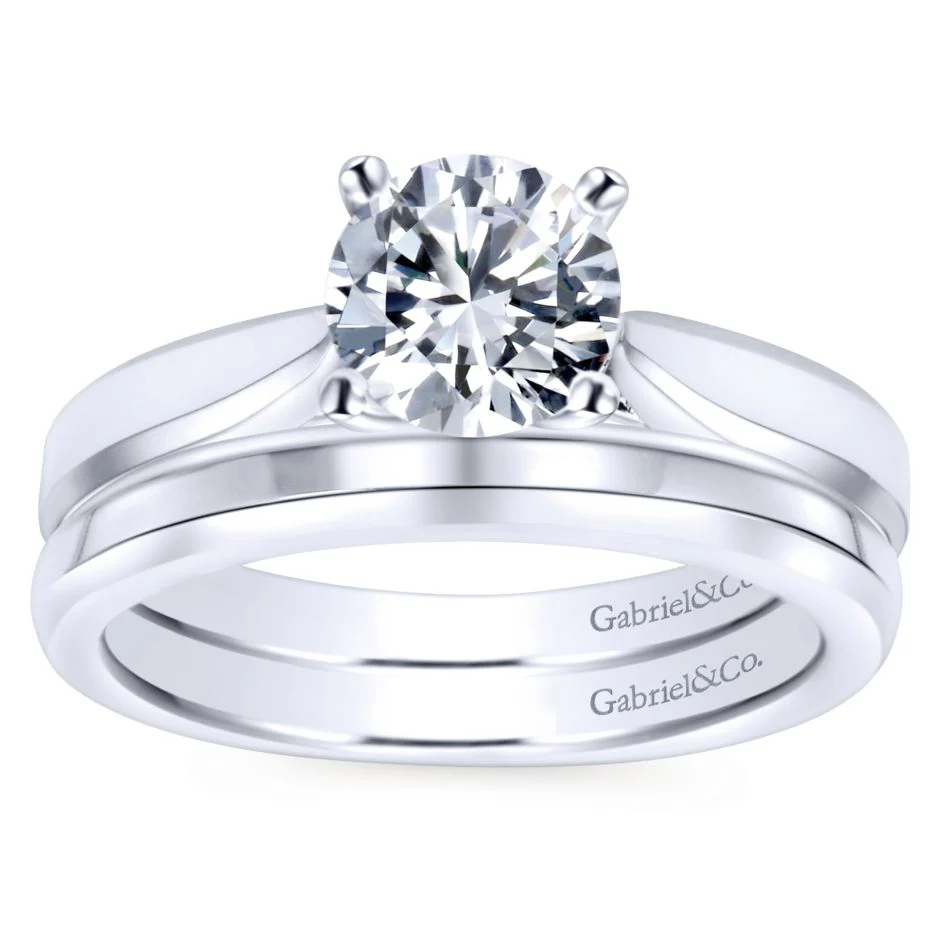 Gabriel Bridal Collection White Gold Round Solitaire Engagement Ring with Trellis Setting - Image 4