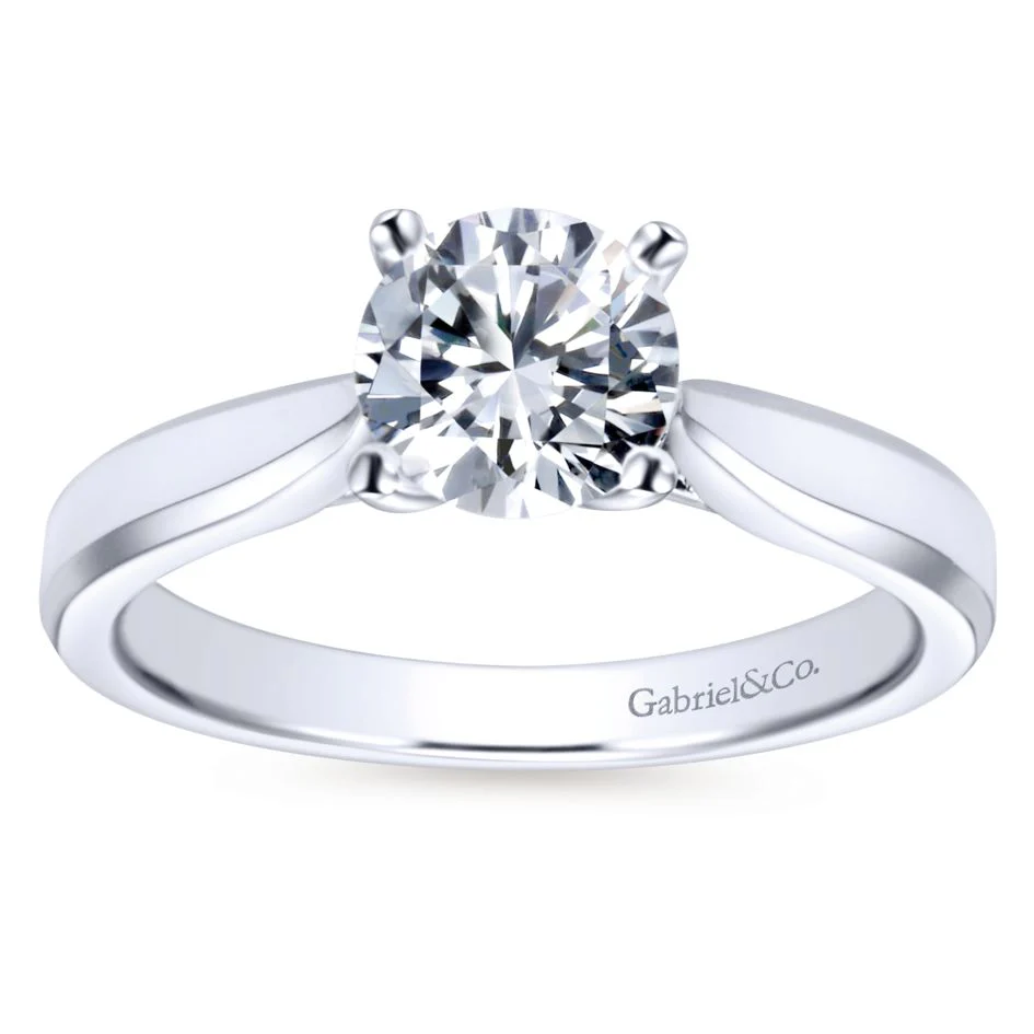 Gabriel Bridal Collection White Gold Round Solitaire Engagement Ring with Trellis Setting - Image 5