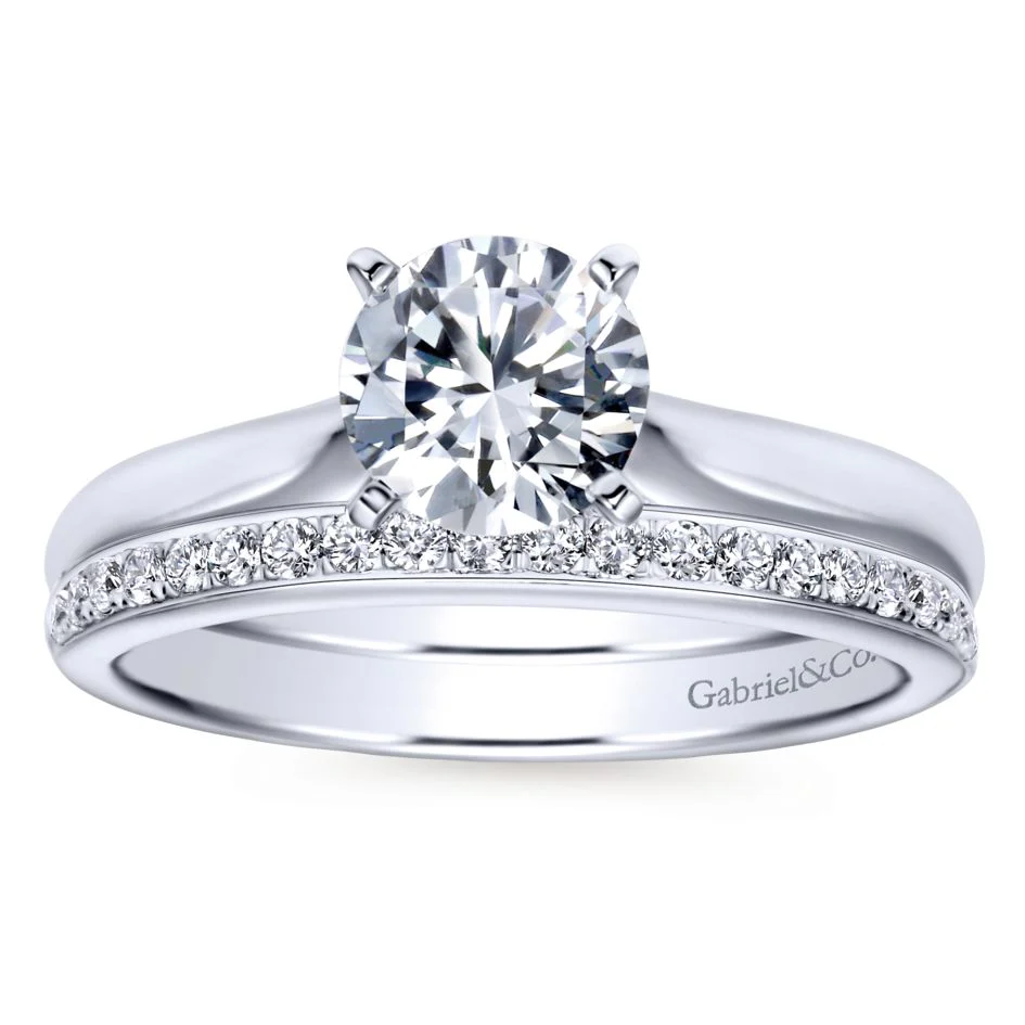 Gabriel Bridal Collection White Gold Solitaire Diamond Engagement Ring with Rounded Shank - Image 4