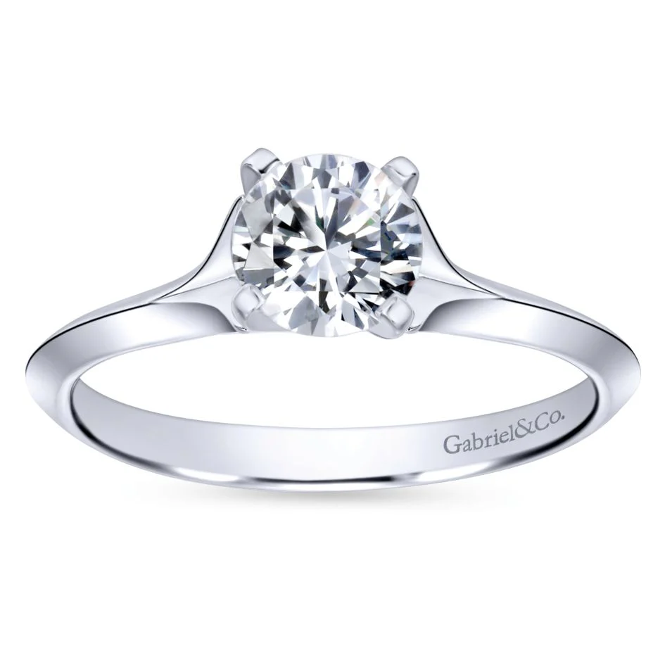 Gabriel Bridal Collection White Gold Solitaire Rounded Cathedral Engagement Ring - Image 5