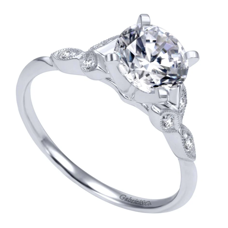 Gabriel Bridal Collection White Gold Straight Engagement Ring (0.08 ctw) - Image 3