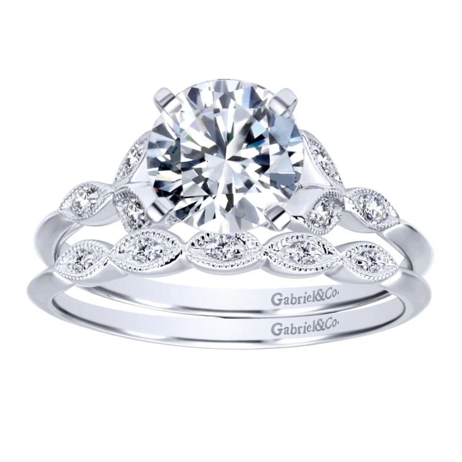 Gabriel Bridal Collection White Gold Straight Engagement Ring (0.08 ctw) - Image 4