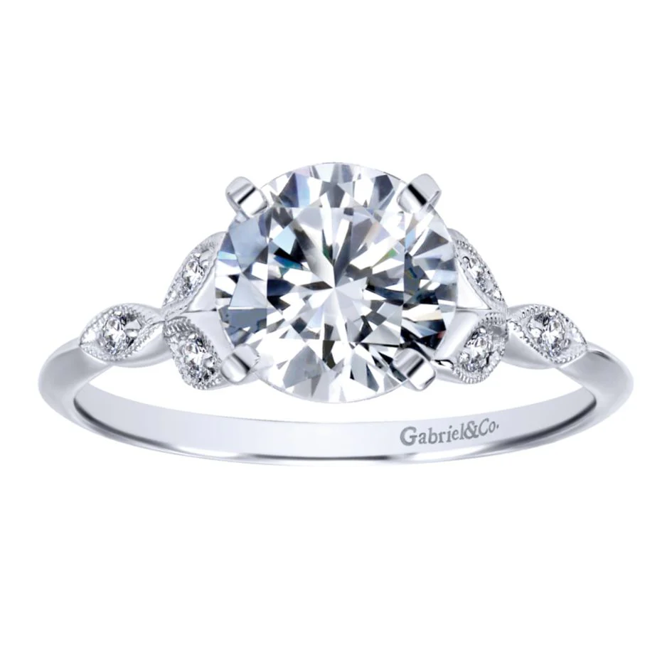 Gabriel Bridal Collection White Gold Straight Engagement Ring (0.08 ctw) - Image 5