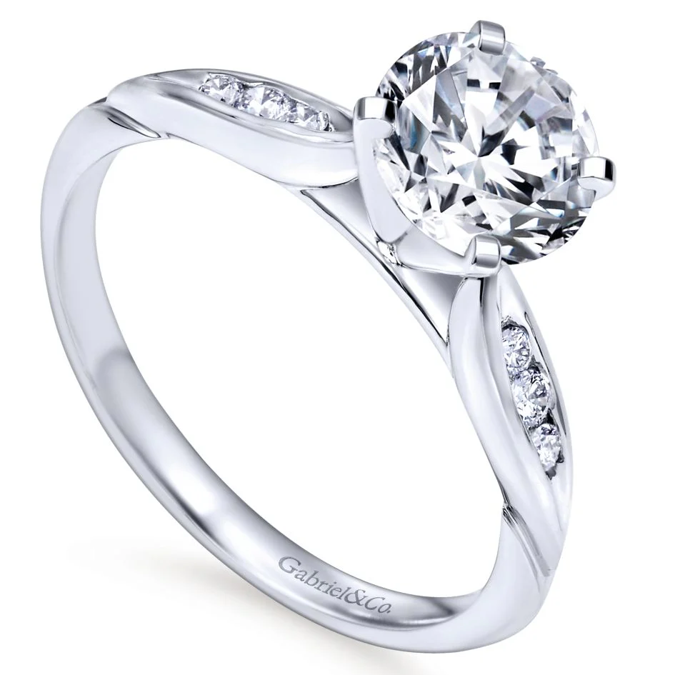 Gabriel Bridal Collection White Gold Straight Engagement Ring (0.1 ctw) - Image 3