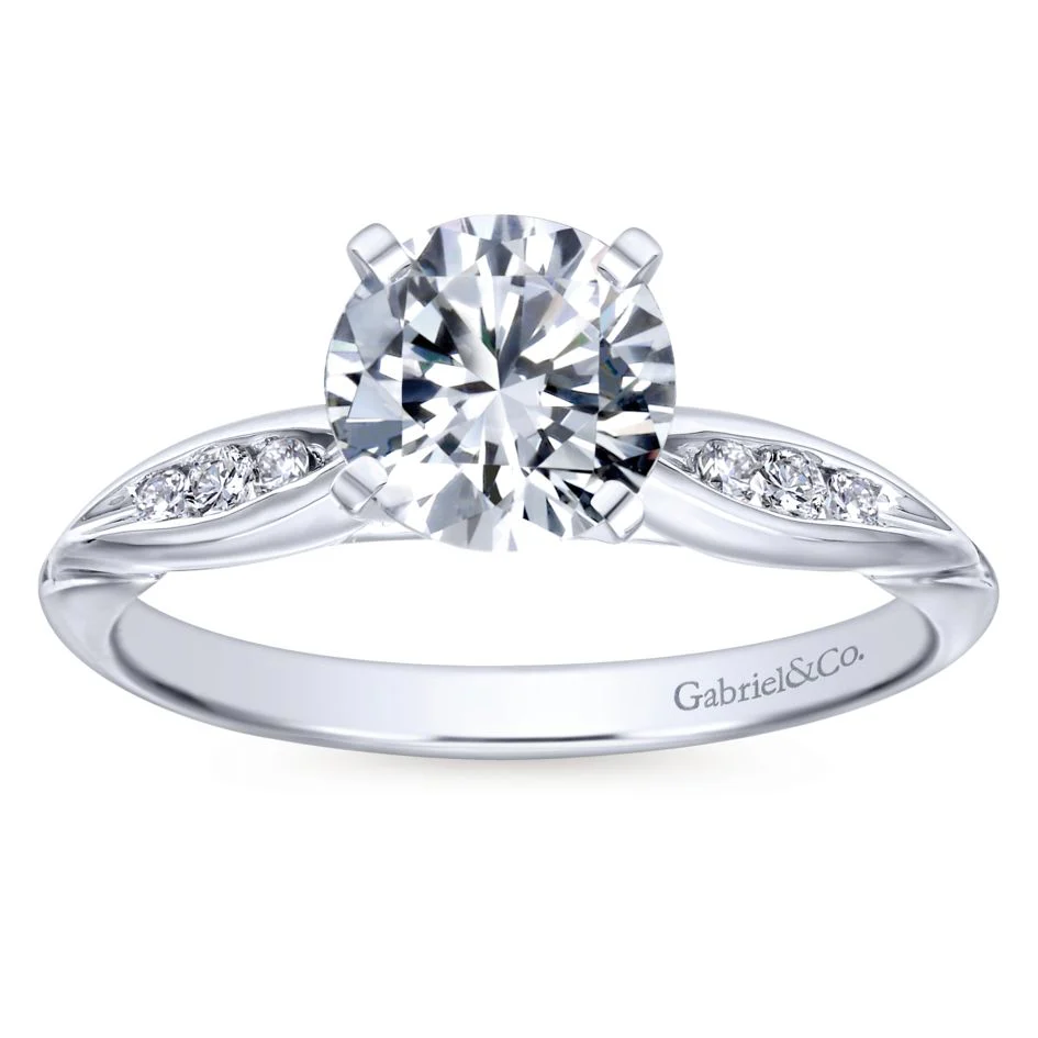 Gabriel Bridal Collection White Gold Straight Engagement Ring (0.1 ctw) - Image 5