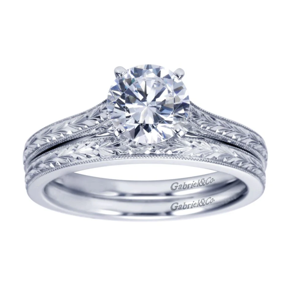 Gabriel Bridal Collection White Gold Straight Engagement Ring - Image 4