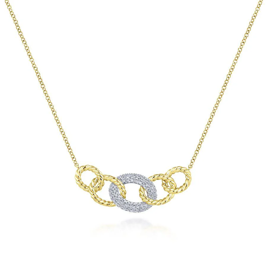 Gabriel & Co. Hampton White Gold|Yellow Gold Necklace (0.21 CTW)
