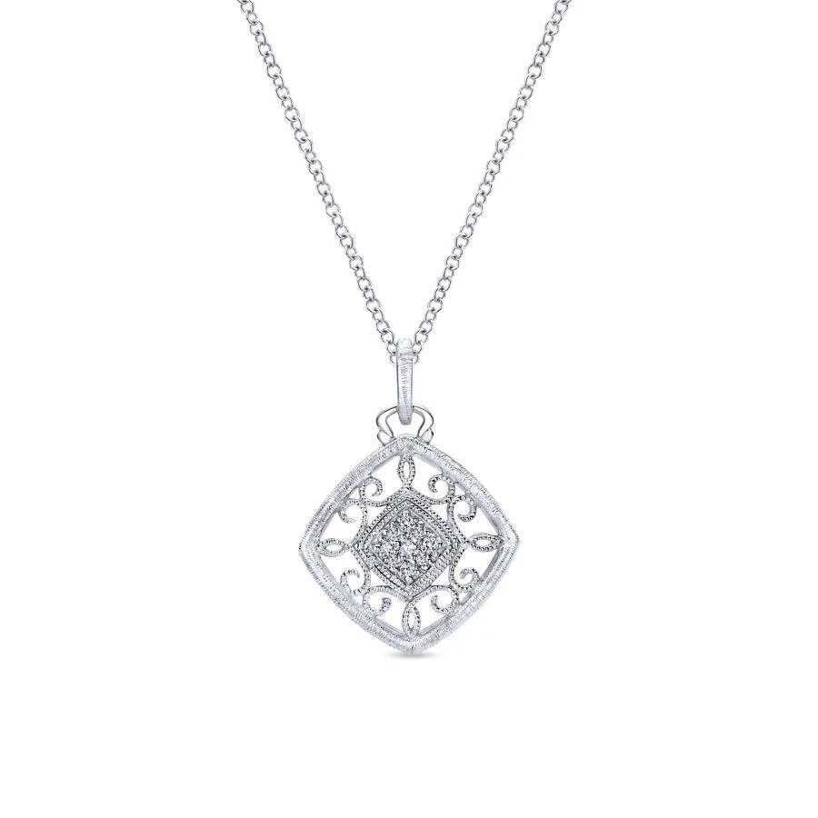 Gabriel & Co. Victorian Sterling Silver Necklace (0.07 CTW)