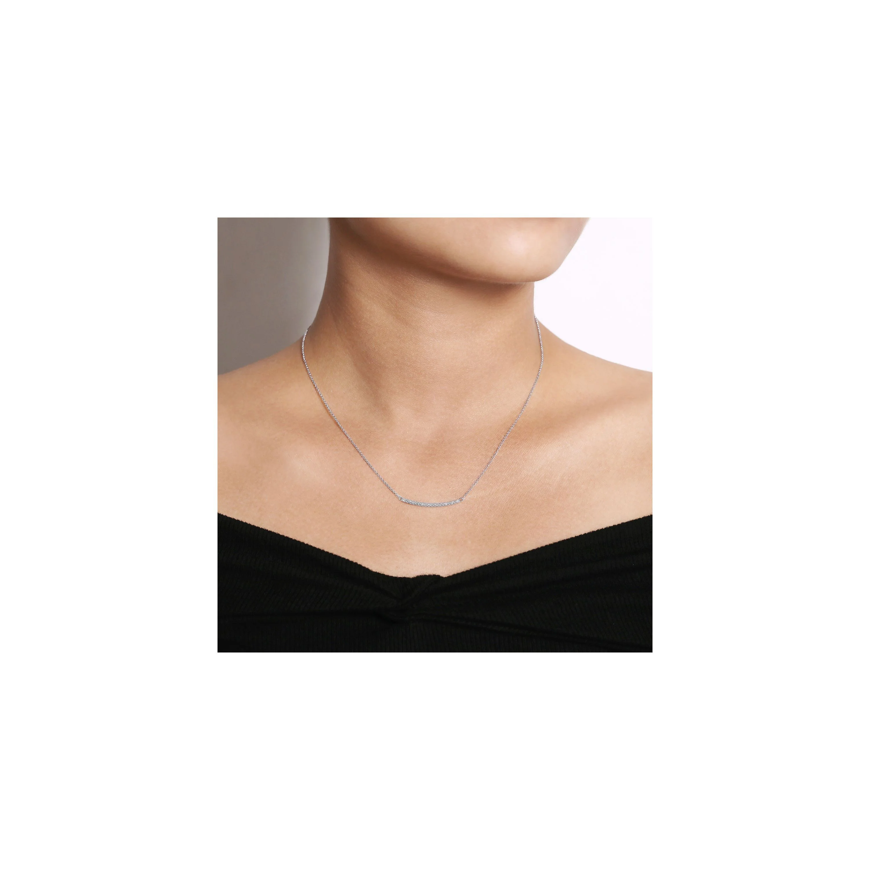 Gabriel Indulgence Collection White Gold Diamond Bar Necklace (0.19 CTW) - Image 3