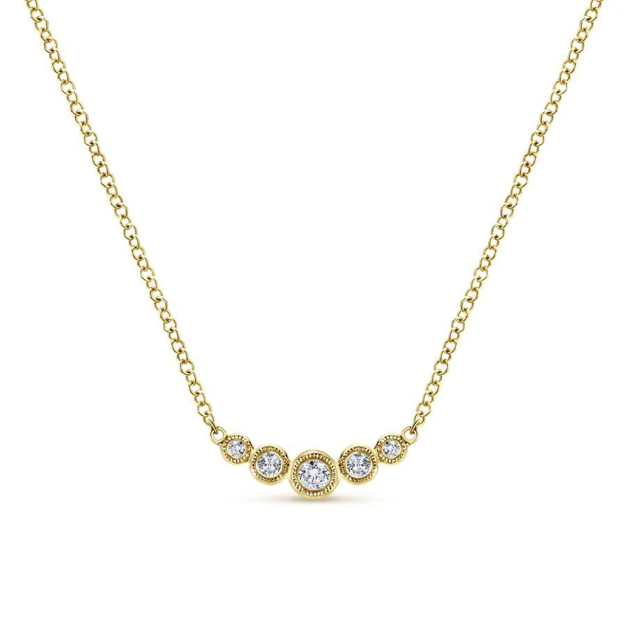 Gabriel Indulgence Collection Yellow Gold Necklace with Arc of Round Diamonds (0.1 CTW) - Image 4