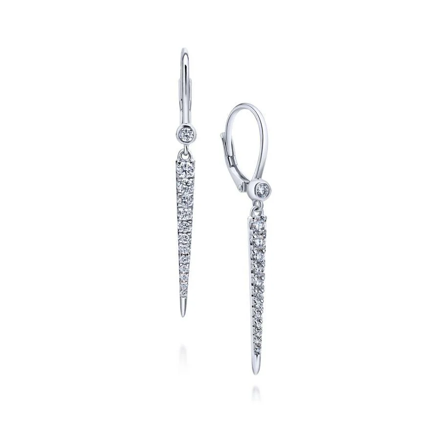 Gabriel Kaslique Collection White Gold Diamond Fasion Drop Earrings (0.34 CTW) - Image 3