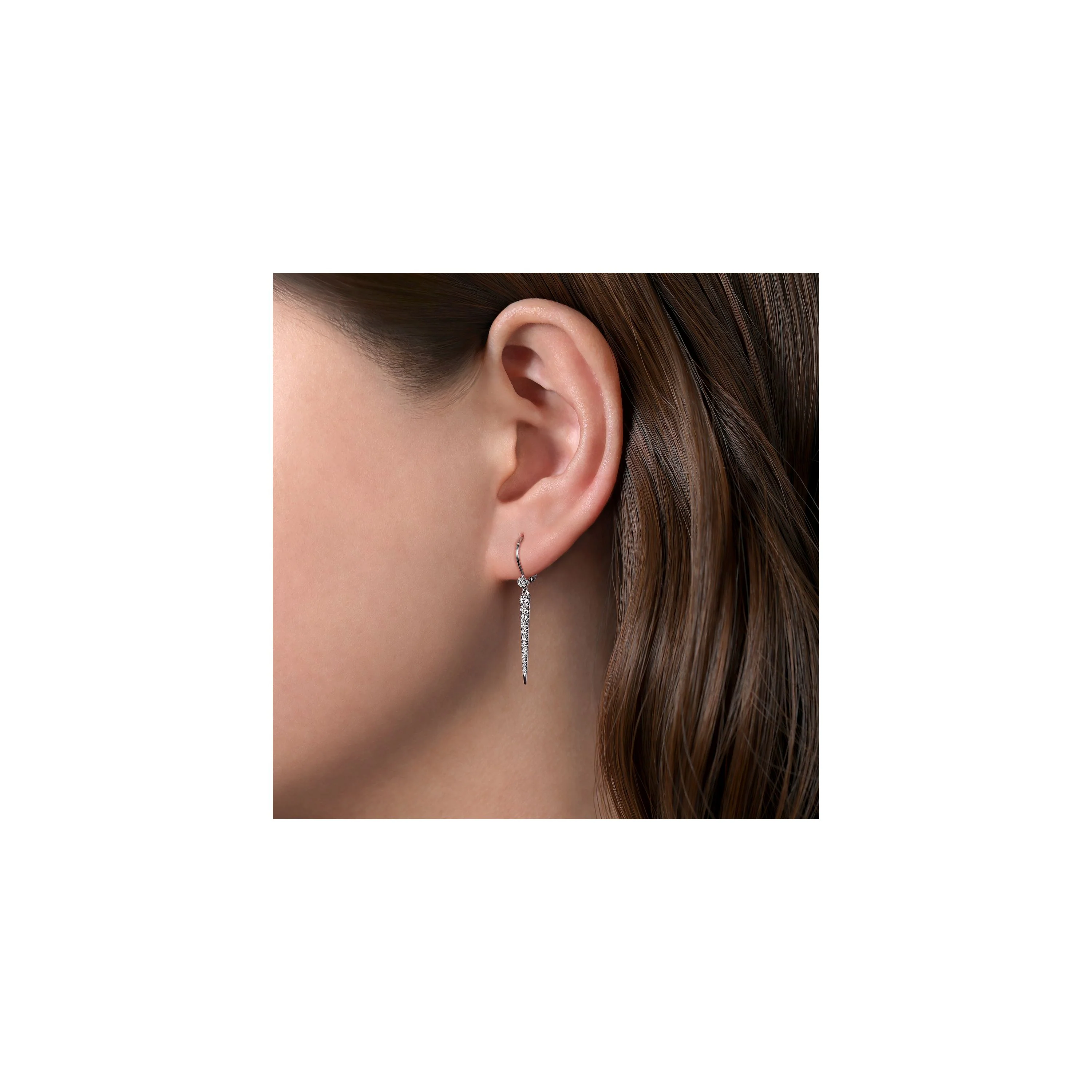 Gabriel Kaslique Collection White Gold Diamond Fasion Drop Earrings (0.34 CTW) - Image 4