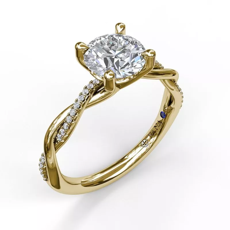 FANA Gold And Diamond Twist Engagement Ring Setting - Image 4