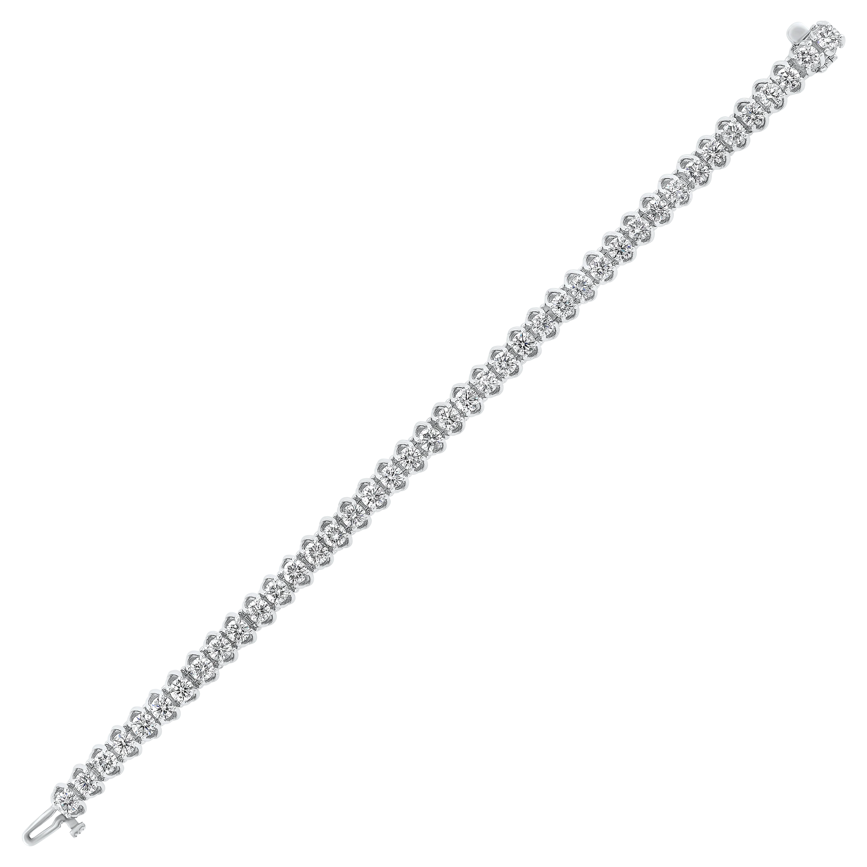 14K White Gold Tennis Diamond Bracelet 10 CTW