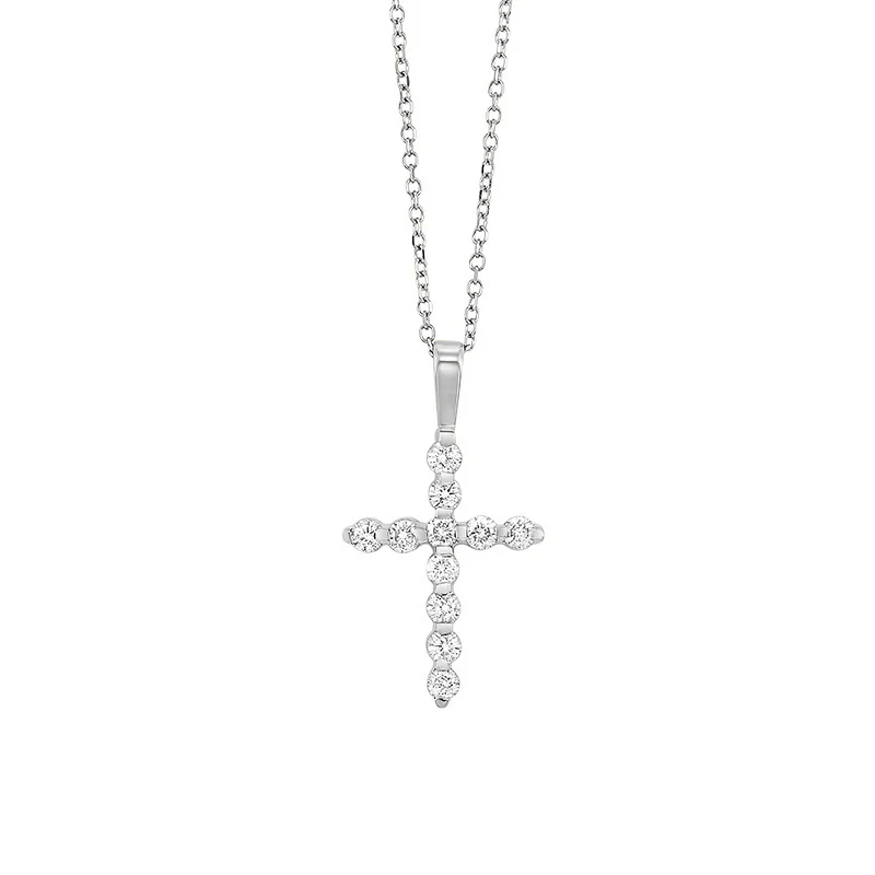14K White Gold Diamond Cross Necklace - choose your carat weight - Image 4