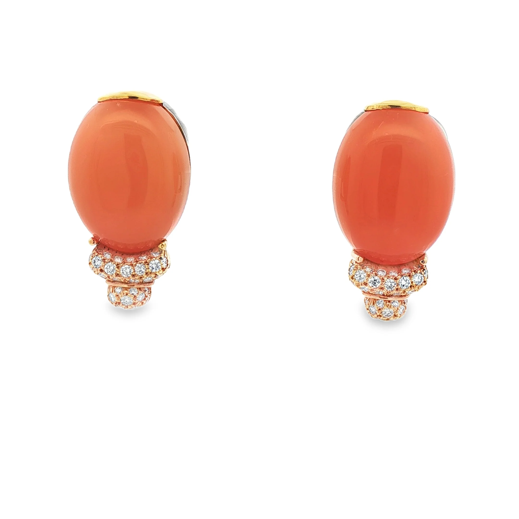 Henry Dunay Cat’s-Eye Moonstone & Diamond Earrings in 18K Yellow Gold - Image 2