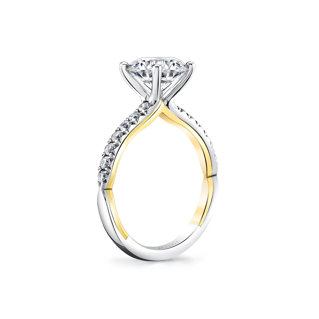 Iconelle Halfway Pinch Two Tone Engagement Ring - Katya - Image 5