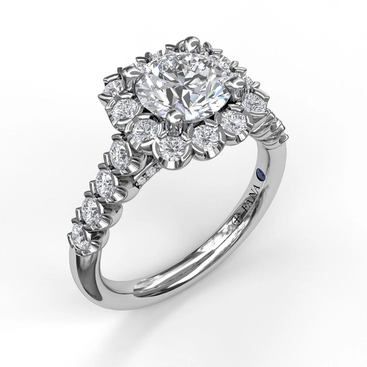 FANA Large Cushion Halo Engagement Ring Setting
