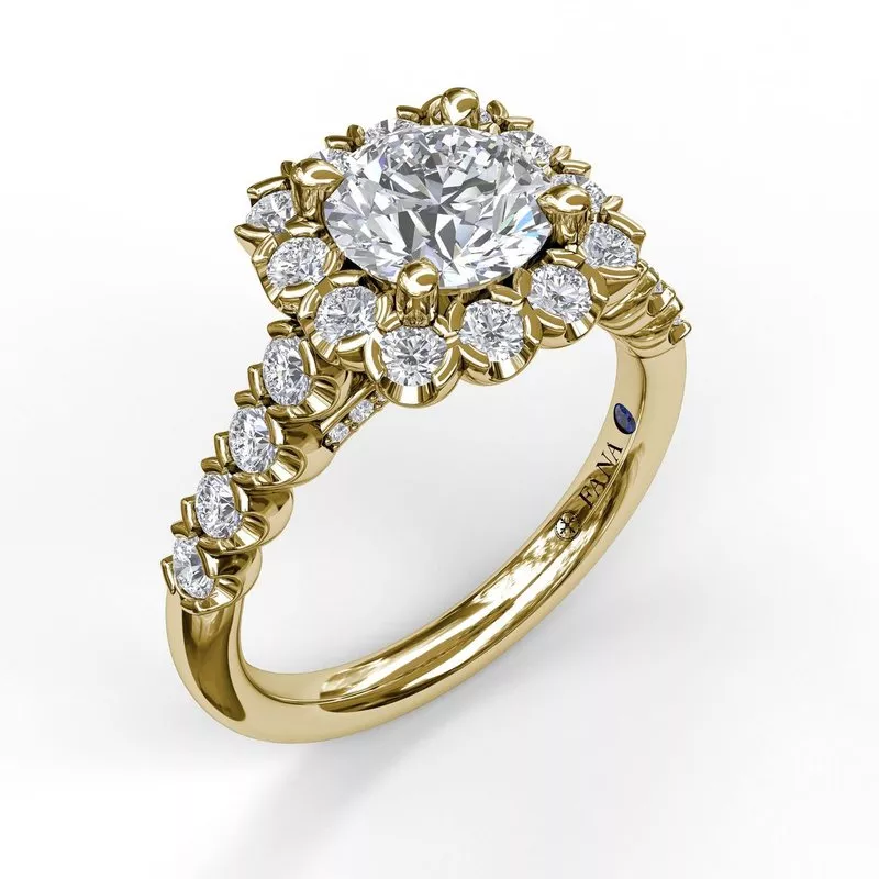 FANA Large Cushion Halo Engagement Ring Setting - Image 4