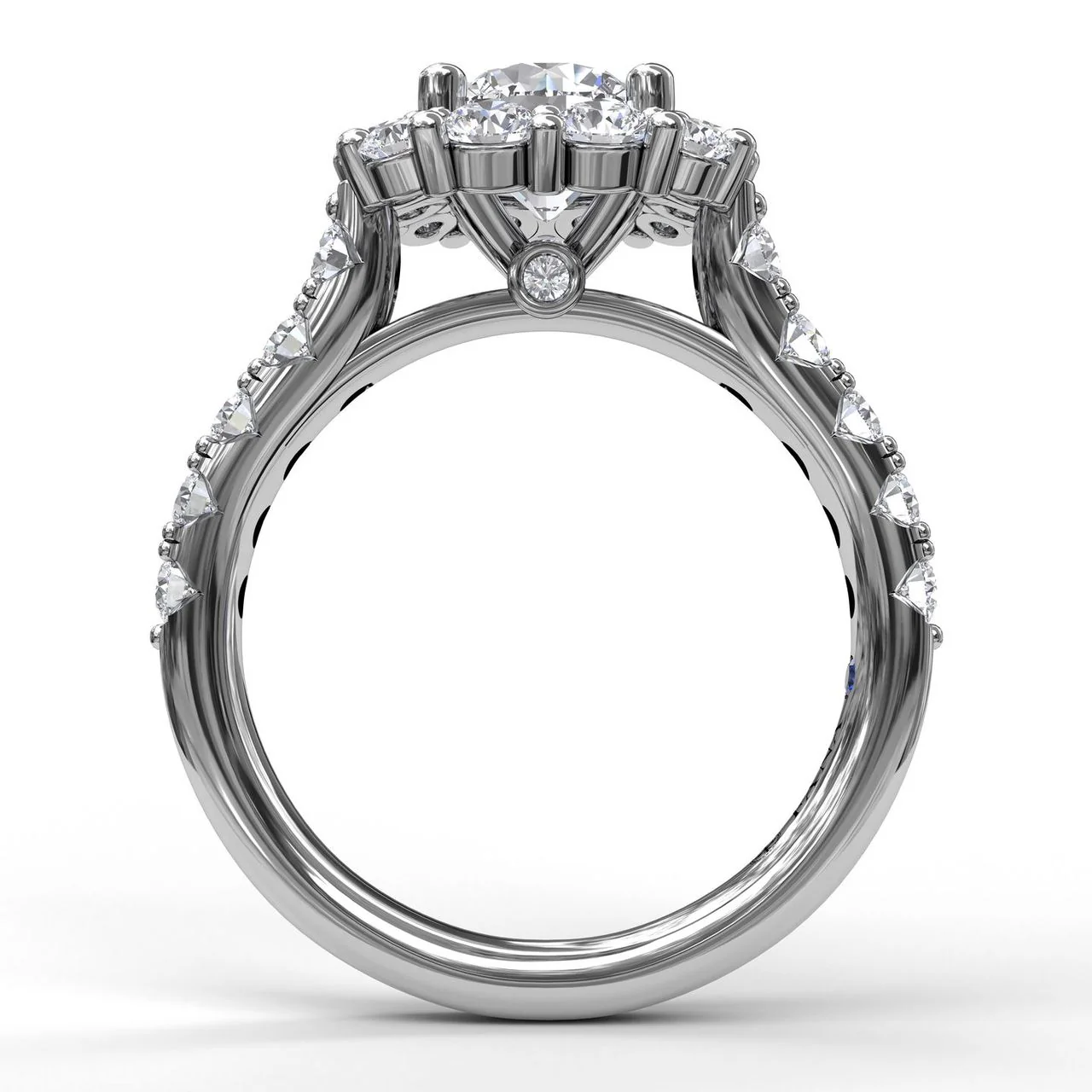 FANA Large Diamond Cushion Halo Engagement Ring Setting - Image 2
