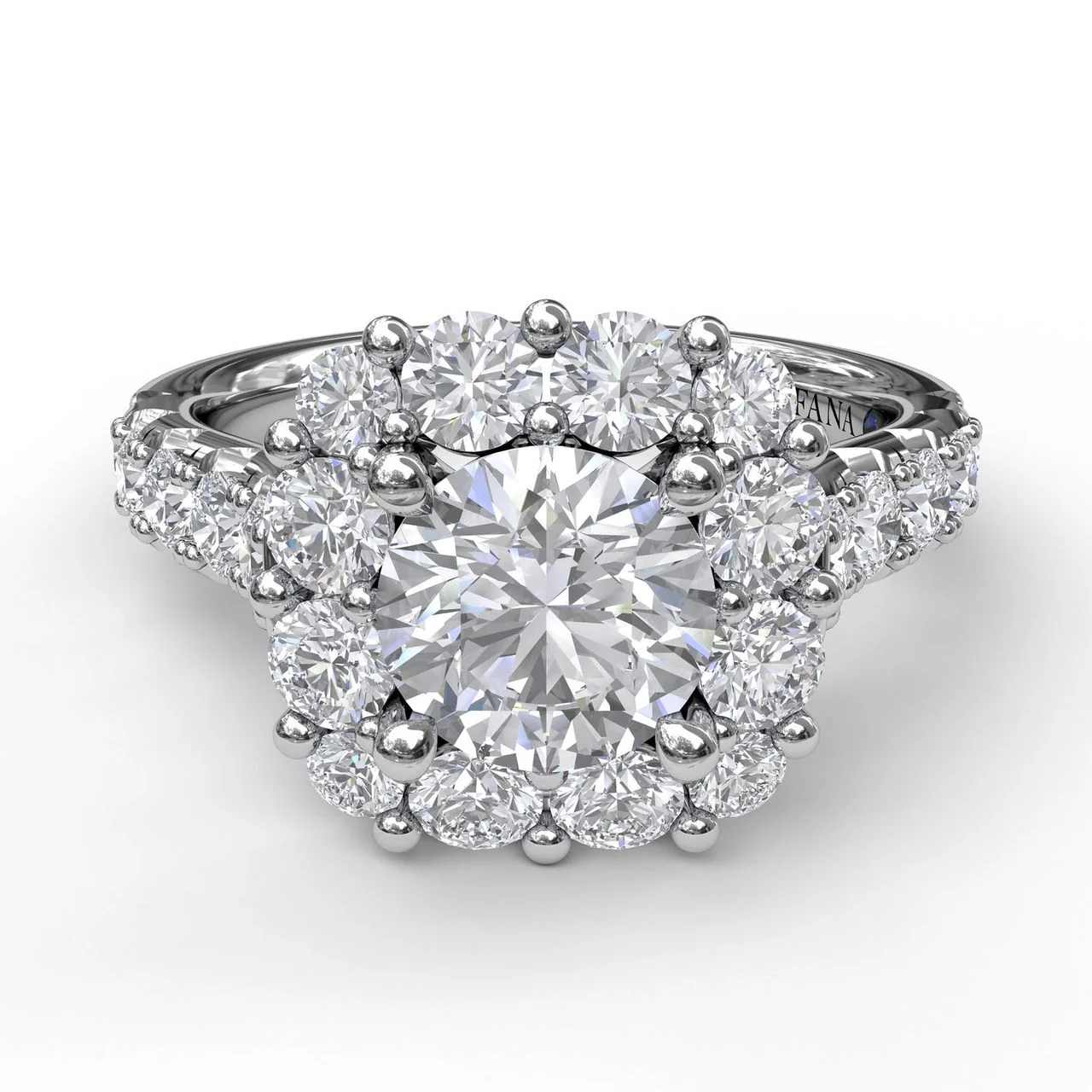 FANA Large Diamond Cushion Halo Engagement Ring Setting - Image 3