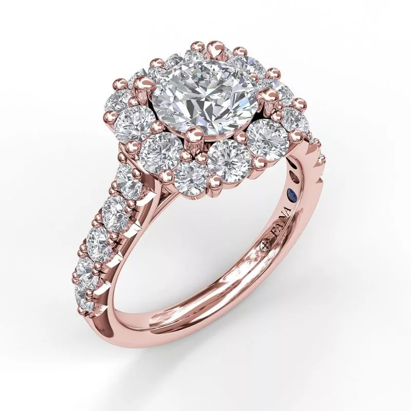FANA Large Diamond Cushion Halo Engagement Ring Setting - Image 5