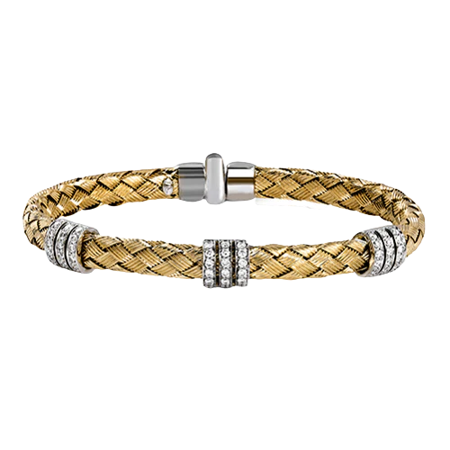 Simon G Woven Bangle in 18k Gold with Diamonds