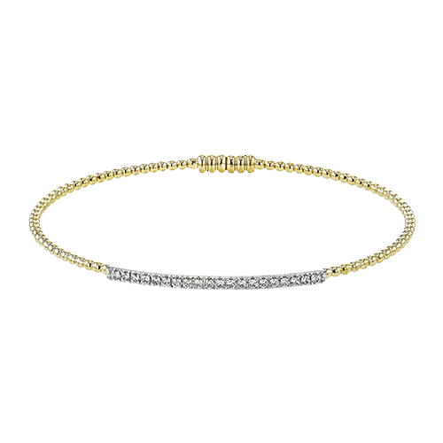Simon G Beaded Bangle in 18k Gold with Diamonds
