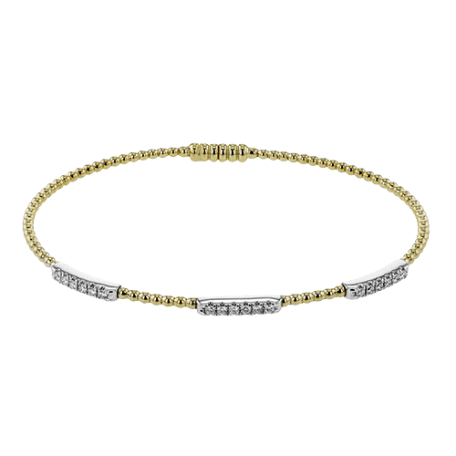Simon G Beaded Bangle in 18k Gold with Diamonds